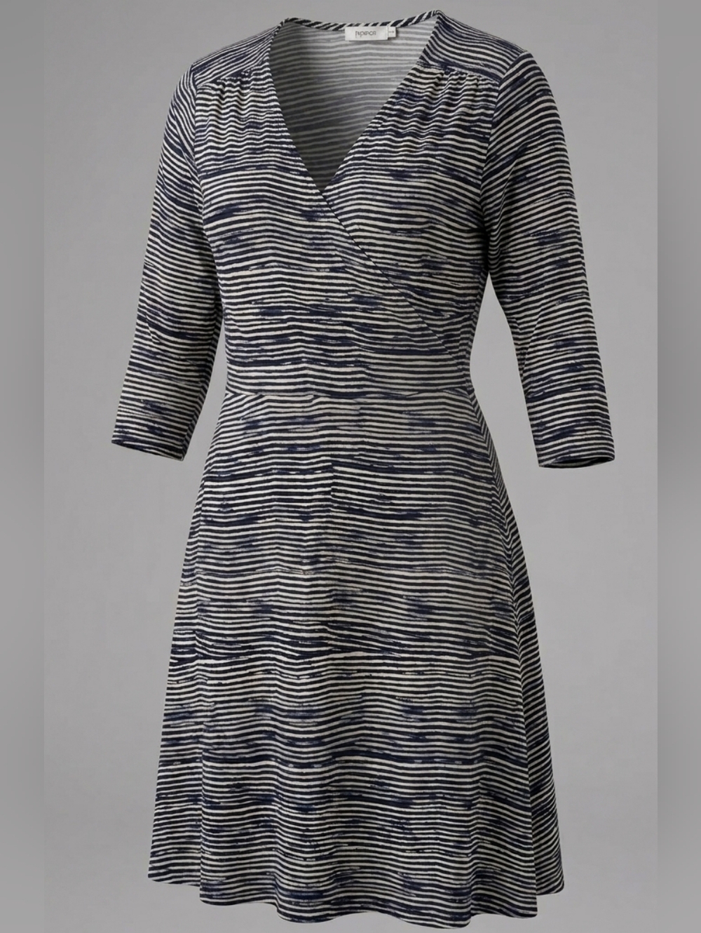 Ricki's Black White Striped V-Neck Stretchy Flowy Casual Midi Dress Size L